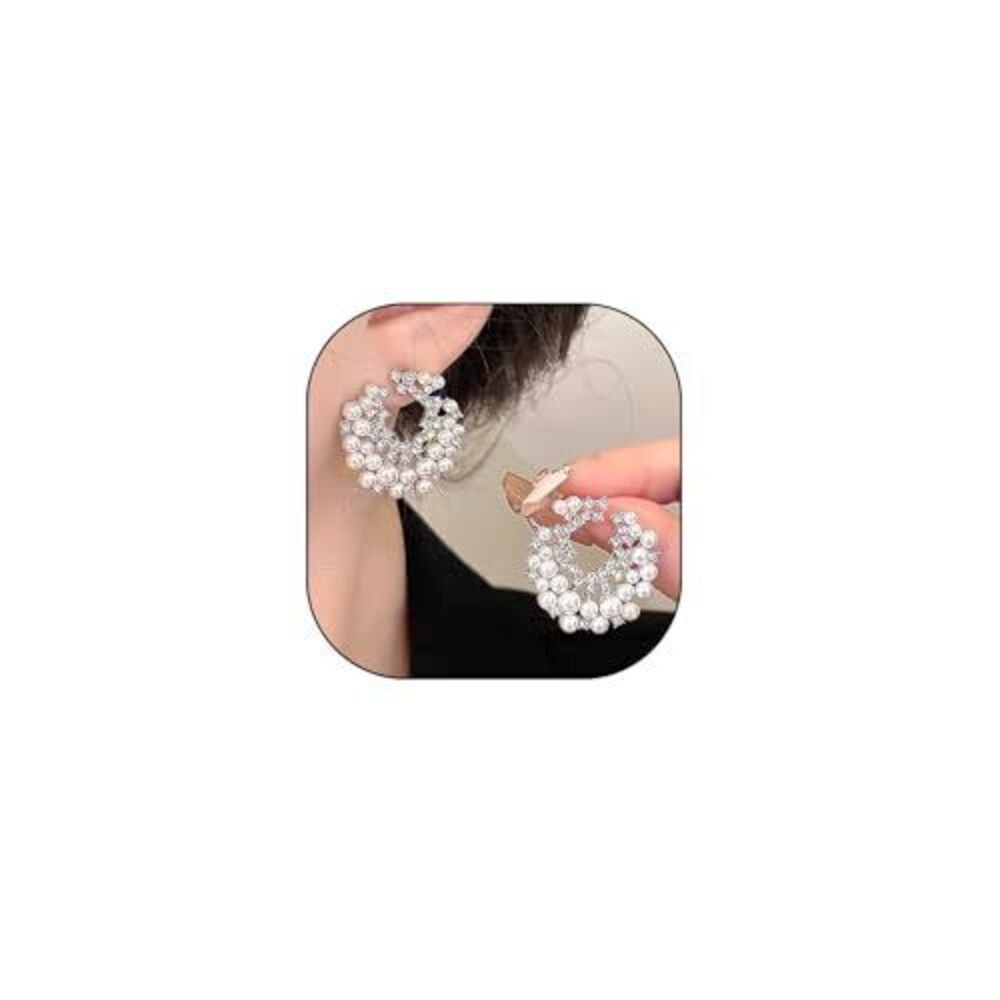 3816 Trendy Pearl Earring Dainty 14K Gold Cubic Zirconia Pearl Drop